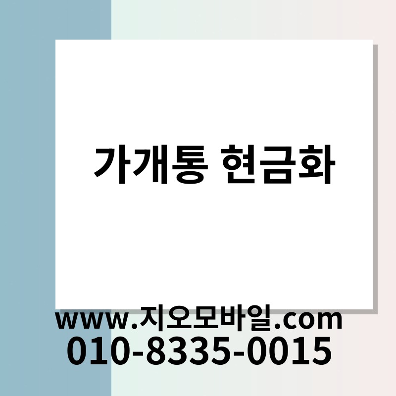 가개통 현금화
