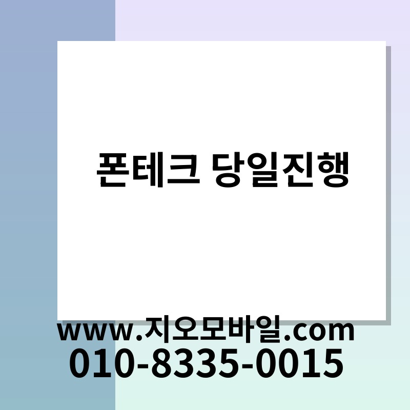 폰테크 당일진행